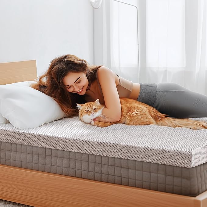 Subrtex Cover for Mattress Topper Full Size 3 Inch (Only Cover) Mattress Topper Protector Bedding Removable Encasement with Zipper Closure