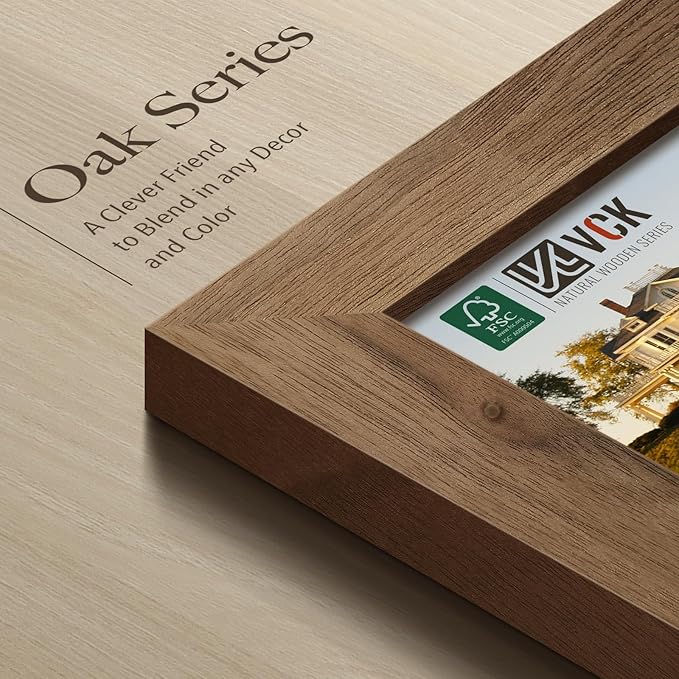 VCK 11x14 Brown Walunt Picture Frames 3 Pack, High-End Wood Wide Border Poster Frame,Tabletop & Wall Hanging, Multi-Directional Display Family Photos, Office Prints, Studio/Gallery/Home