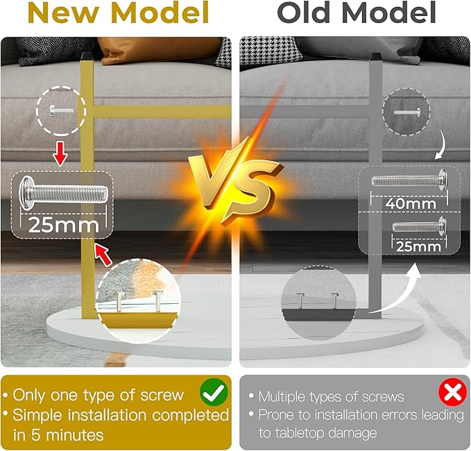 Coffee Table, 23.6" Coffee Tables for Living Room, Round Coffee Table with Metal Frame, Floor Table for Sitting on The Floor, Home, Office, White & Gold Legs