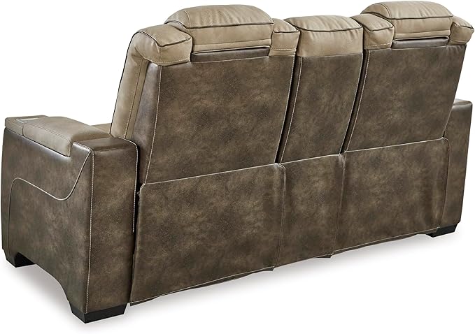 Signature Design by Ashley Next-Gen DuraPella Power Reclining Loveseat with Console & Adjustable Headrest, Sand