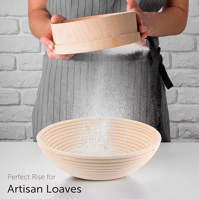 Bread Proofing Baskets for Sourdough Bread Baking - 7" and 9" Round Banneton Baskets with Liners, Made of the Finest Indonesian Rattan - Bake Perfect Artisan Bread Loaves at Home Like a Pro