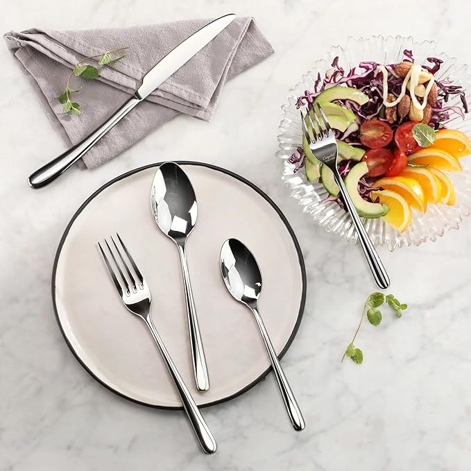 Cangshan RAIN II Flatware Set, Stainless Forged, Window Box, Metallic Finish (20-Piece)