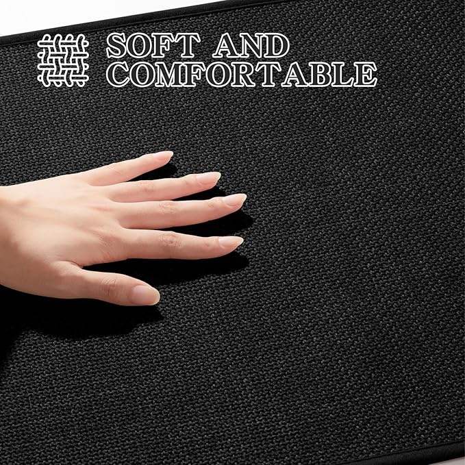 chakme Bathroom Rugs Mat 47x17, Ultra Thin Non Slip Bath Mat Runner Quick Dry Absorbent Bath Mat for Bathroom Floor, (Black, 47"x17")