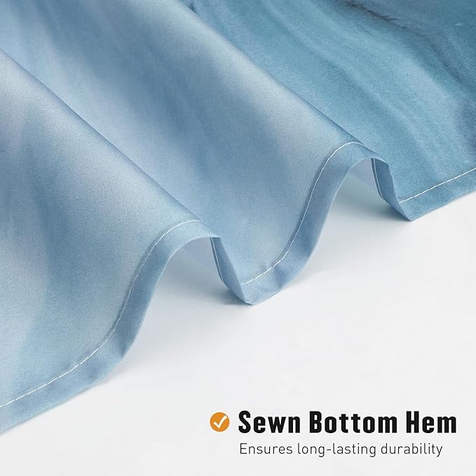 MitoVilla Blue Marble Extra Long Shower Curtain Set 72 x 84, Modern Ombre 84 inch XL Shower Curtains for Chic Bathroom Decor, Abstract Watercolor Fabric Shower Curtain