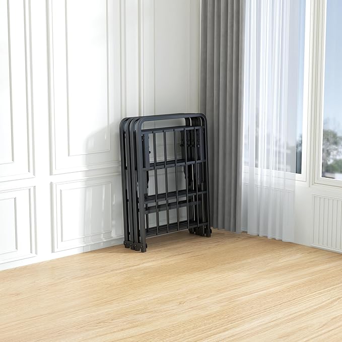 14 Inch California King Metal Bed Frame Folding Bed Frame Tool-Free Assembly Mattress Foundation No Box Spring Needed Platform 2500lbs Heavy Duty Steel Slats, Noise-Free, Easy Assembly, Black