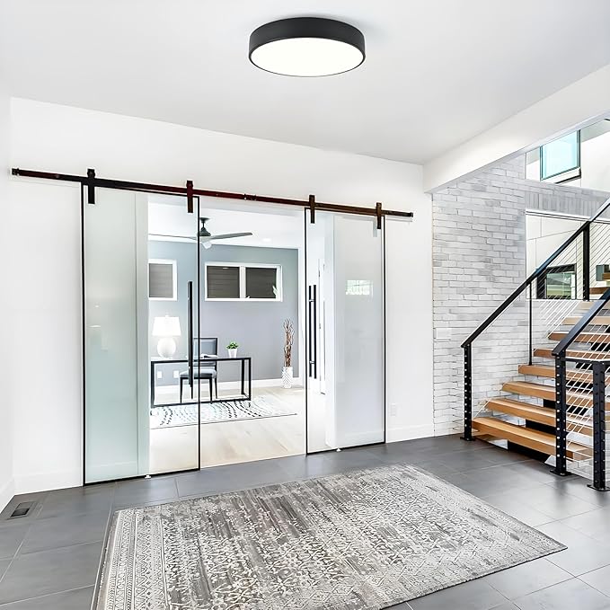 Modern Flush Mount Ceiling Light, 3-Lights Black Ceiling Light, Minimalistic Ceiling Lamp Acrylic Shade Lighting Fixture for Bedroom Laundry Room Bathroom Hallway(15.8 Inch)