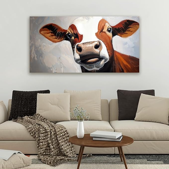 Canvas Wall Art Decor Canvas Wall Pictures For Living Room Highland Cow Decor Modern Abstract Wall Art Black And White Wall Art Artwork for Walls Work For Home Kitchen Office Wall Decor 20" X 40"