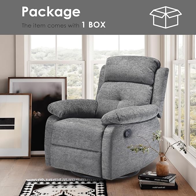 Small Rocker Swivel Recliner Chair for Adults Women for Small Spaces, Bedroom, Living Room