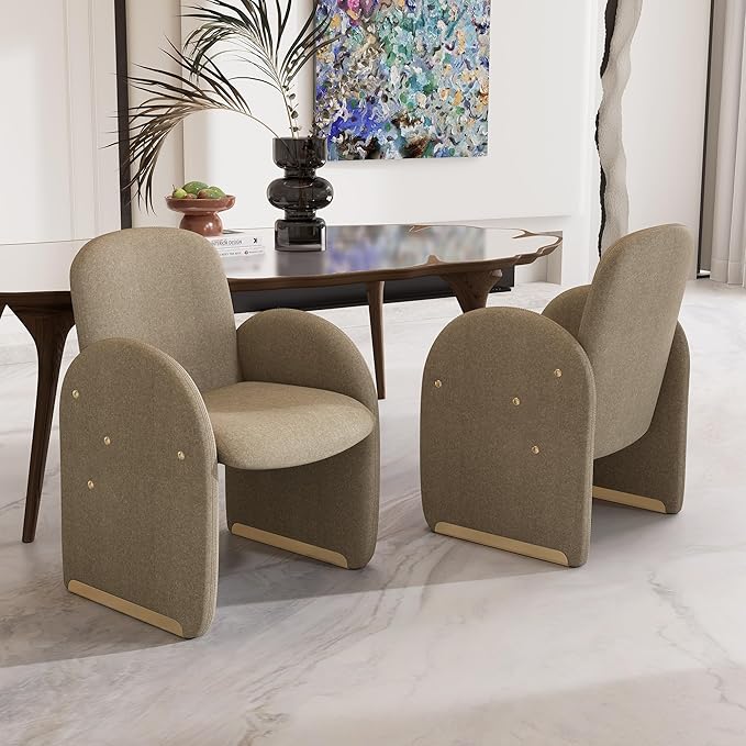 YOUTASTE Oversized Accent Chair for Living Room Bedroom Office, Upholstered Mohair Armchair with Wood Frame and Gold Metal Legs, Mid-Century Modern Comfy Lounge Chair, Sandy Brown