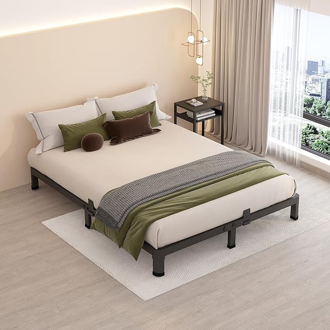 MAF 4 Inch King Metal Platform Bed Frame with Round Corner Legs, 3000 LBS Heavy Duty Steel Slats Support, Noise Free, No Box Spring Needed, Easy Assembly
