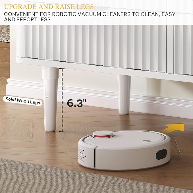 DWVO 6 Drawer Dresser with Waveform Fluted Panel, Wider Modern Closet Dressers Chest of Drawers, Wood Storage Dresser Organizer for Dorms, Flats, Hallways, White