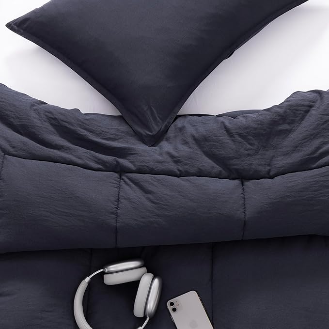 UGG Leonora Comforter Set with 1 Pillow Sham Lightweight Down Alternative Blanket All Season Washable and Hypoallergenic Bedding Set for College Apartment or Dorm Essentials, Twin/Twin XL, Navy Blue