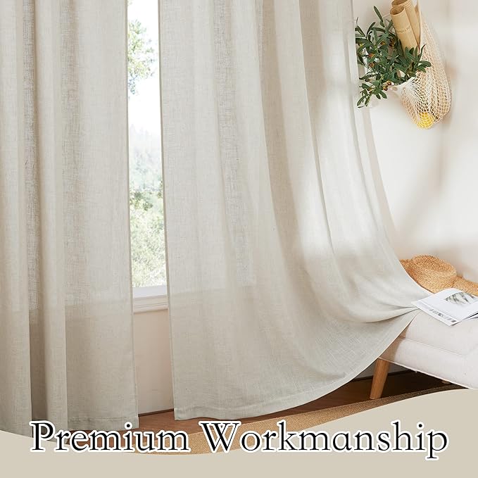 RYB HOME Angora Semi Sheer Curtains 84 inches Long, Light Filtering Half Privacy Window Curtains & Drapes for Office Dormitory, W 34 x L 84 inches, 2 Panels Set