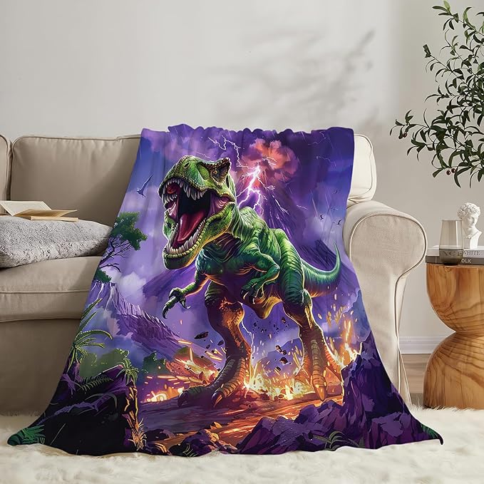 T-Rex Throw Dinosaur Gifts and Decor Funny Dinosaur Blanket for Boys Girls Women Men Kids Adults Soft Warm Cozy Fleece Blanket for Couch Sofa Bed 60"x50"
