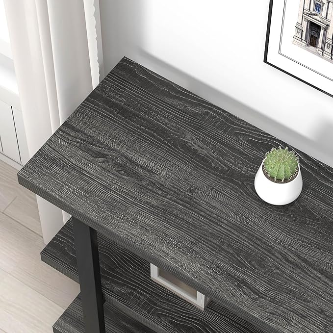 FOLUBAN Entryway Table, Wood Sofa Table with Storage Shelves for Living Room, Modern Console Table for Hallway, Entrance, or Behind Couch, Dark Gray, 47 Inch