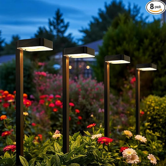 Solar Pathway Lights Outdoor,8 Pack Bright Modern Solar Lights Waterproof with 2 Modes(Cold/Warm White) for Walkway,Yard,Driveway,Garden,Patio