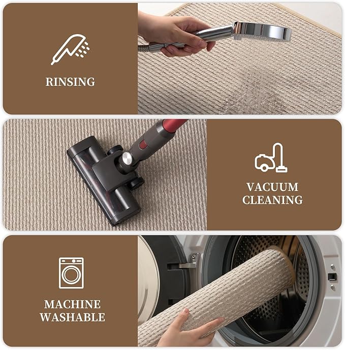 RESARE Non Slip Bath Mat - Machine Washable Bathroom Rugs, Super Absorbent Bath Mat Quick Dry Bathroom Mat, Bath Rugs Ultra Soft Rugs for Bathroom Floor, 20"x32" Beige