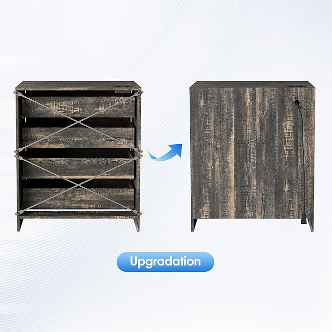 Fameill Dresser for Bedroom, 4 Drawer Small Dresser Organizer with Charging Station for Livingroom, Chest of Drawers with Metal Handles, Dark Brown