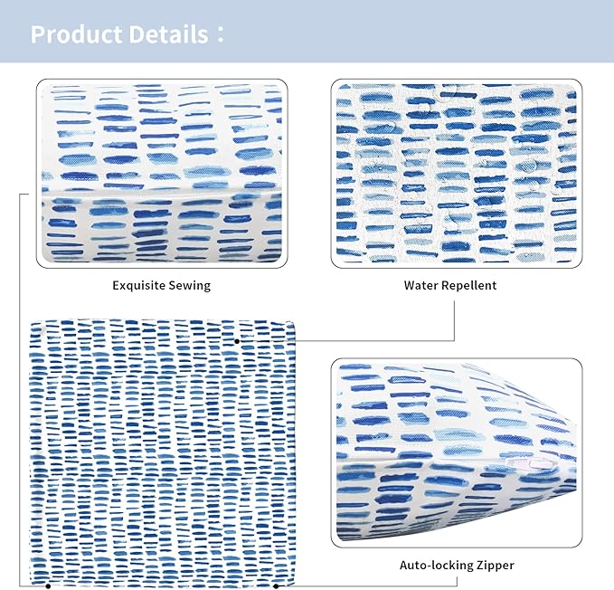 Outdoor Throw Pillow Covers 18”x18”, Decorative Pillow Covers for Patio Furniture, Modern Cushion Cases for Garden Couch Home Sofa Bed Office Chair, Pack of 2, Pebble Blue