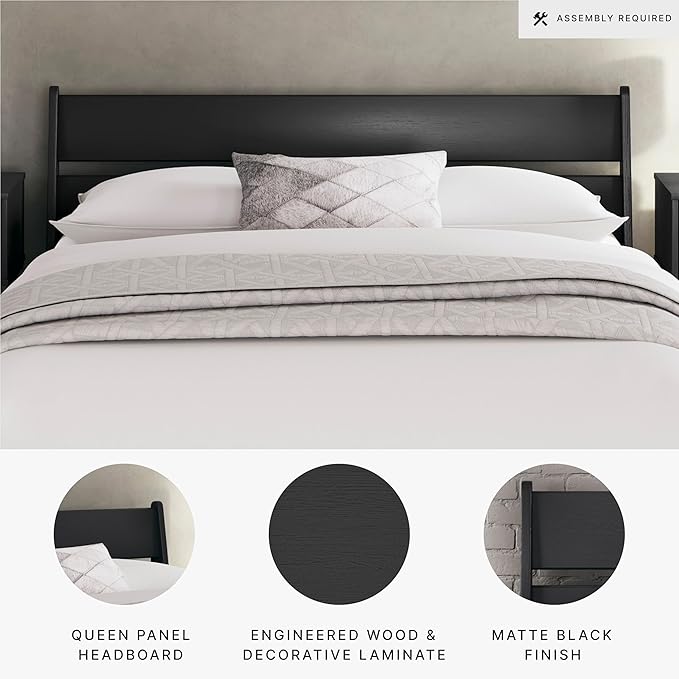 Signature Design by Ashley Socalle Modern Panel Headboard, Queen, Black