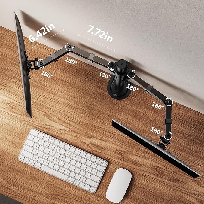 ErGear Dual Monitor Stand, Heavy Duty Adjustable Monitor Desk Mount for 2 Screens up to 32 Inches, Fully Adjustable Height, Tilt, Swivel, Rotate, Supports 17.6 lbs per Monitor Arm, Easy Installation