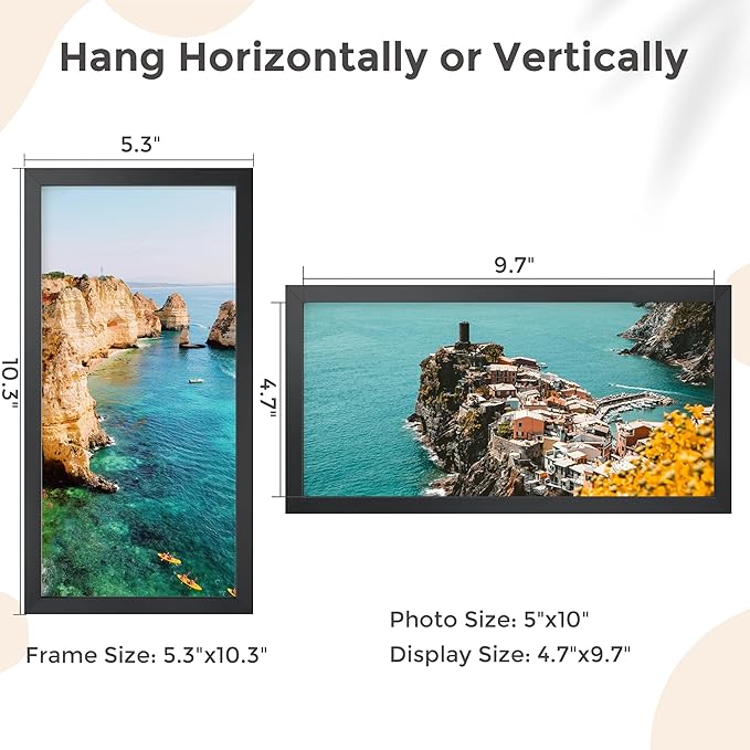 5x10 Metal License Frame - Black Aluminum Photo Frames with Real Glass,Signature Collection,Tabletop Mounting Horizontally or Vertically Decor for Wall Gallery Poster Photo 10x5 Frames, Black