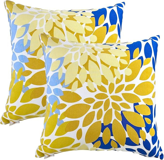JMGBird Outdoor Throw Pillows with Inserts Pack of 2 18x18 Inches Decorative Pillows, Square Pillow for Bed, Couch, Sofa