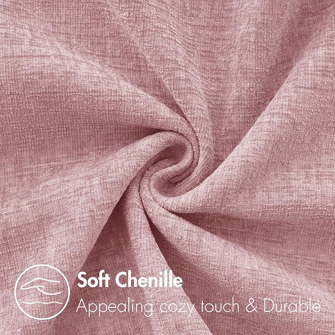 MIULEE Pack of 2 Couch Valentines Throw Pillow Covers 12x20 Inch Soft Spring Blush Pink Chenille Pillow Covers for Sofa Living Room Solid Dyed Pillow Cases