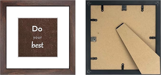 11x11 Picture Frame Set of 3 with Real Glass for Pictures 8x8 with Mat or 11x11 Without Mat, Wall Gallery or Tabletop display Photo Frames in Walnut
