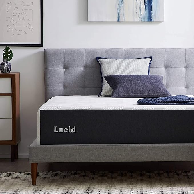 LUCID 14 Inch Memory Foam Mattress - Medium Feel - Memory Foam Infused with Bamboo Charcoal and Gel - Temperature Regulating - Pressure Relief - Breathable - Premium Support - California King Size