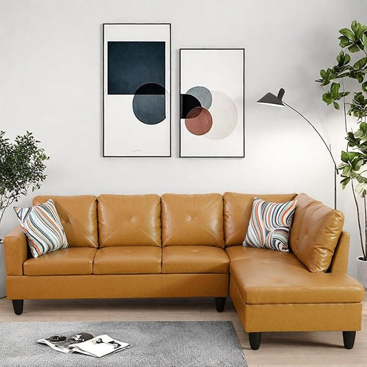 L Shaped Couch, Modular Sectional Sofa with Chaise, Modern Modular Sofas Furniture Sofa Couches for Living Room/Apartment/Office/Bedroom, Ginger