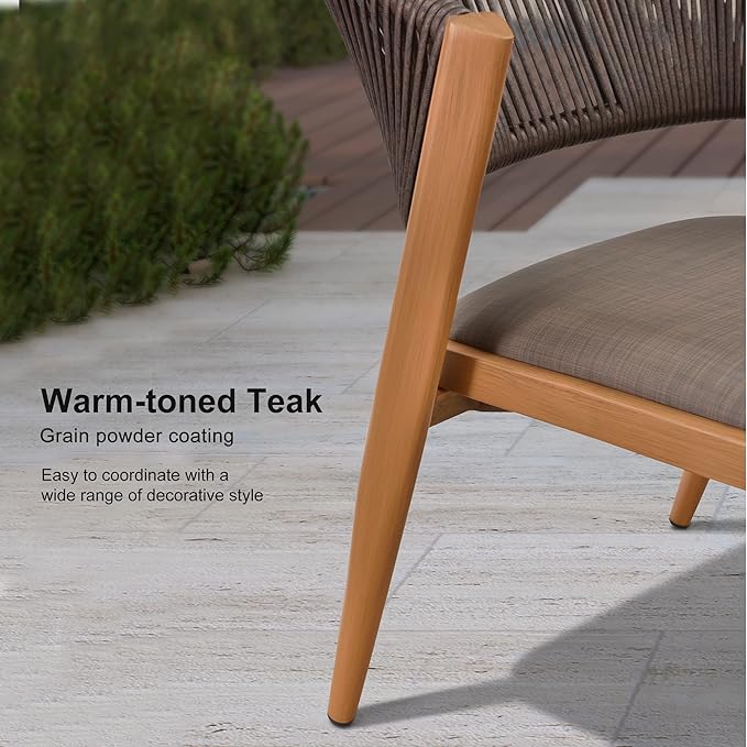 PURPLE LEAF 13-Piece Patio Dining Set Outdoor Furniture Rectangular Table and Chairs Set with Aluminum Frame and Teak-Finish for Garden Deck Backyard Kitchen Deep Teak Outdoor Set