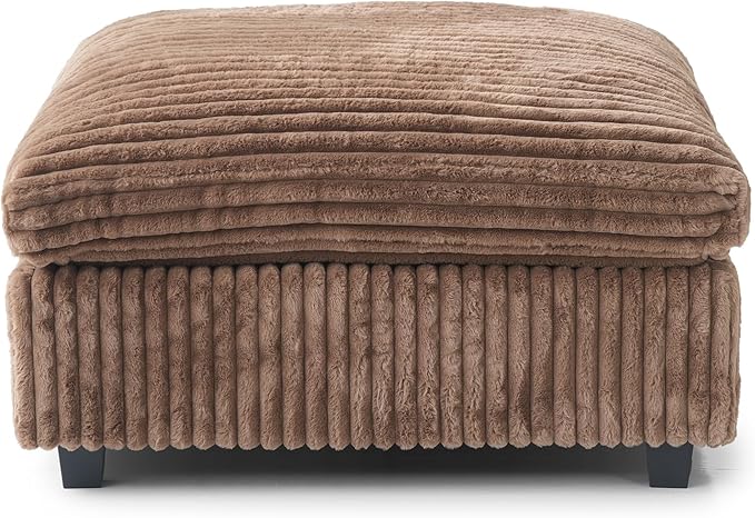 JACH 39.37" Modern Comfy Ottoman for Living Room, Oversized Ottoman Footstool, Cushion Covers Removable, Minimalist Ottomans for Party Bedroom Apartment (Brown)