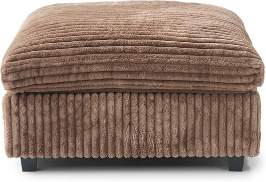 JACH 39.37" Modern Comfy Ottoman for Living Room, Oversized Ottoman Footstool, Cushion Covers Removable, Minimalist Ottomans for Party Bedroom Apartment (Brown)