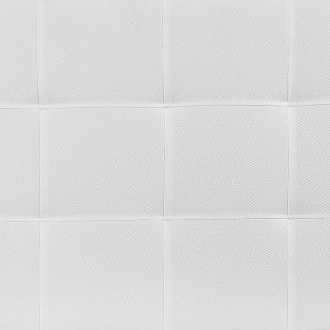 EMMA + OLIVER Quilted Tufted Upholstered Queen Size Headboard in White Fabric