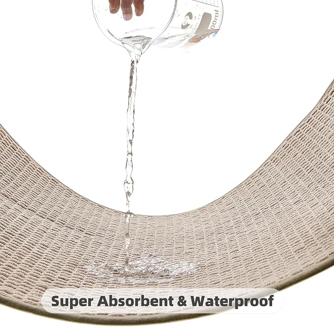 Bathroom Runner Rugs, Long Bath Mat Runner Washable Thin Quick Dry Low Pile Bathroom Runner Rugs Non Slip, Beige 24"x70"