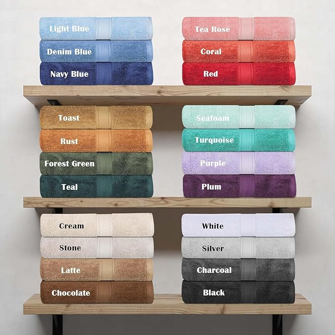 Superior Egyptian Cotton Pile 3 Piece Towel Set, Includes 1 Bath, 1 Hand, 1 Face Towel/Washcloth, Ultra Soft Luxury Towels, Thick Plush Essentials, Guest Bath, Spa, Hotel Bathroom, Chocolate