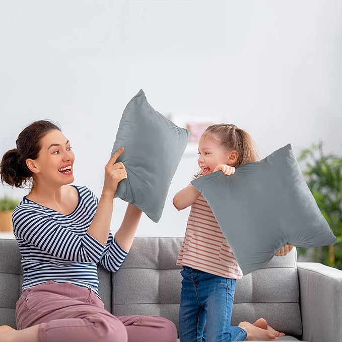 Utopia Bedding Throw Pillows Insert (Pack of 2, Grey) - 18 x 18 Inches Bed and Couch Pillows - Indoor Decorative Pillow