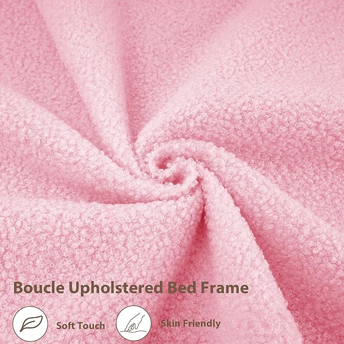 GarveeHome Upholstered Twin Bed Frame with 2-Tier Storage Headboard, LED Platform Bed with Charging Station and Drawer for Kids/Girls/Boys, Heavy Duty Metal Support, No Box Spring Needed, Pink