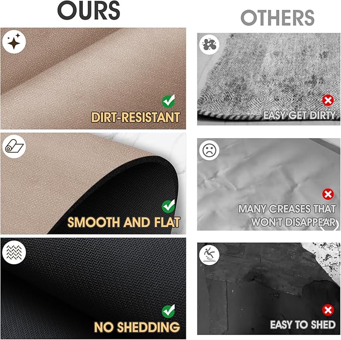 Ultra Thin Non-Slip Bath Mat Fit Under Door, Upgrade Backing Non Slip Bath Mat, Quick Dry Ultra Absorbent Bathroom Rugs, Machine Washable Bath Mats for Bathroom, Bathtub & Kitchen, Taupe, 32"x20"