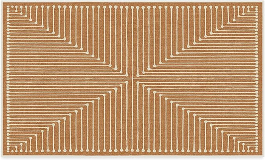 RUGGABLE x Jonathan Adler Washable Modern Area Rug – Inkdrop Copper 3x5, Stain-Resistant, Non-Slip – Small Machine Washable Rugs for Living Room, Bedroom, Hallway, Entryway & Office–with Standard Pad