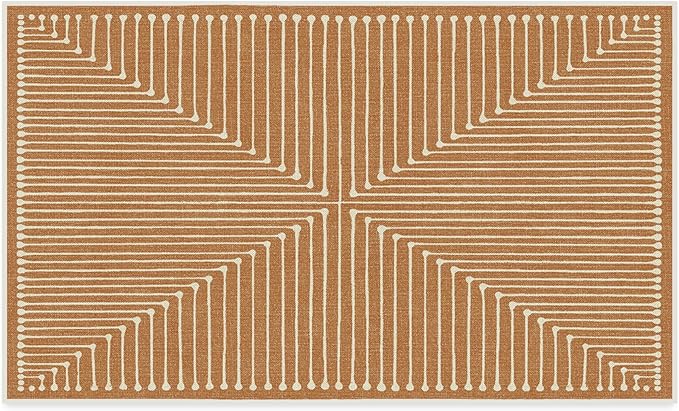 RUGGABLE x Jonathan Adler Machine Washable Modern Area Rug – Inkdrop Copper 3x5, Stain-Resistant, Non-Slip – Small Rugs for Living Room, Bedroom, Hallway, Entryway & Office–with Cushioned Pad
