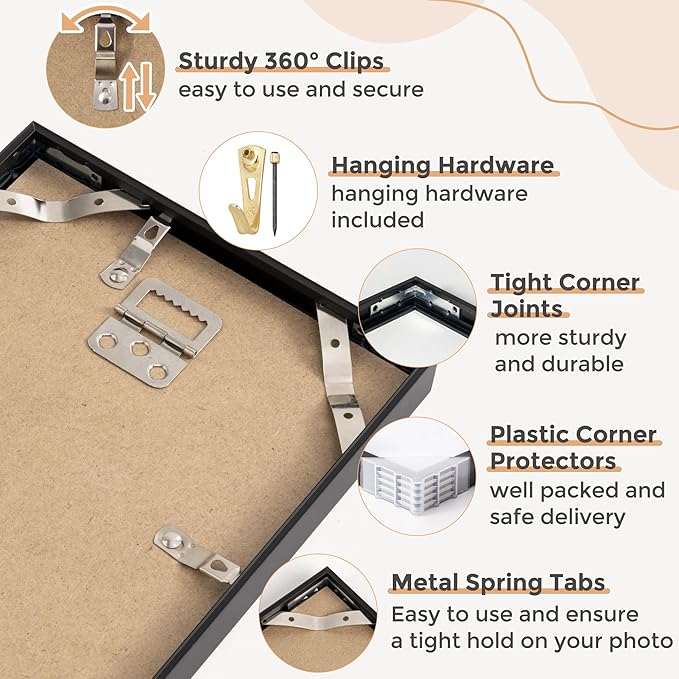 6x12 Metal Picture Frame - Black Aluminum Picture Frames with Real Glass, Wall Mounting Horizontally or Vertically, Simple and Elegant Decor for Wall Gallery Poster Photo 12x6 Frames, Black