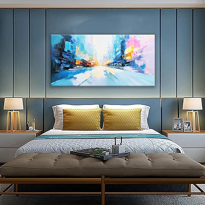 Tsomzxng Abstract Wall Art Blue White Abstract Canvas Prints For Living Room Wall Art Bedroom Decor Canvas Wall Art Prints For Living Room Bedroom Kitchen Office 24"X48"