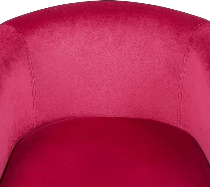 Yaheetech Club Chair, Velvet Accent Chair Upholstered Barrel Chair Sitting Chair with Armrest and Low Back for Living Room Bedroom, Rose Red