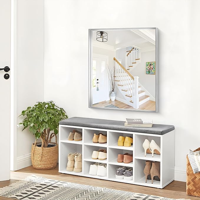 Silver Bathroom Mirror, 30x36 Inch Rectangular Framed Mirror, Large Wall Mounted Bathroom Vanity Mirror Over Sink for Bedroom,Restroom, Living Room, Hangs Vertically or Horizontally