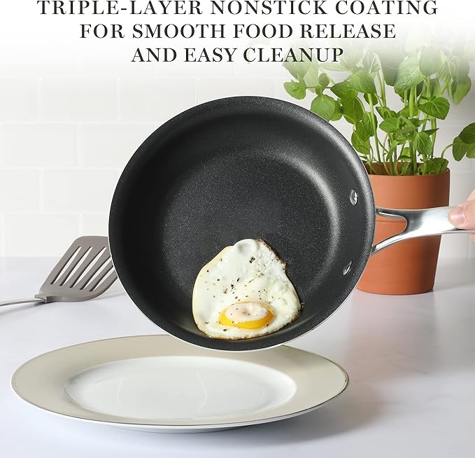 Martha Stewart Lockton 2 Piece 10" & 12" Heavy Gauge Aluminum Premium Nonstick Fry Pan Set - Martha Blue