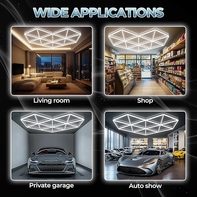 ALLYES Hexagon Garage LED Lights - Super Bright 27-Pack, 6500K Cool White for Auto Repair Shops, Gyms, Warehouse, basements, Car Wash Rooms