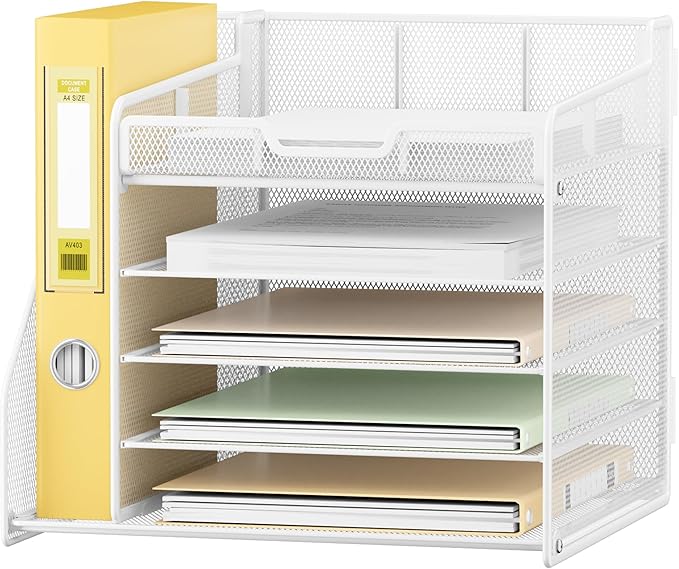 Lavatino Desk Organizer with File Holder-White