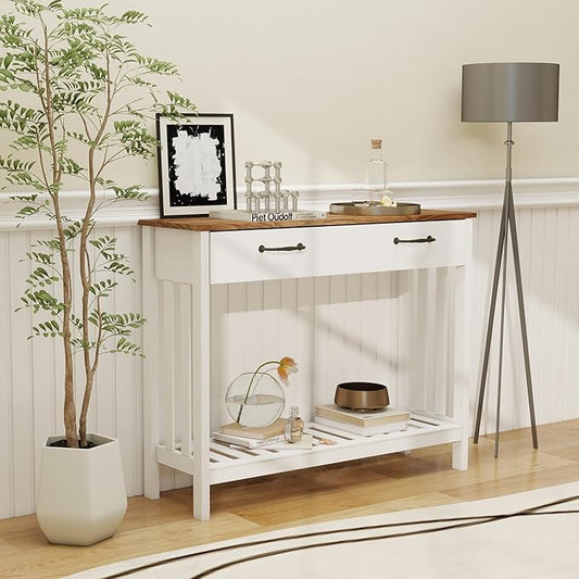 TaoHFE Farmhouse Narrow Console Table Modern Wooden,Living Room Tables Narrow Side Tables for Entryway,Entry Table with Storage Hallway SideTable with Drawers